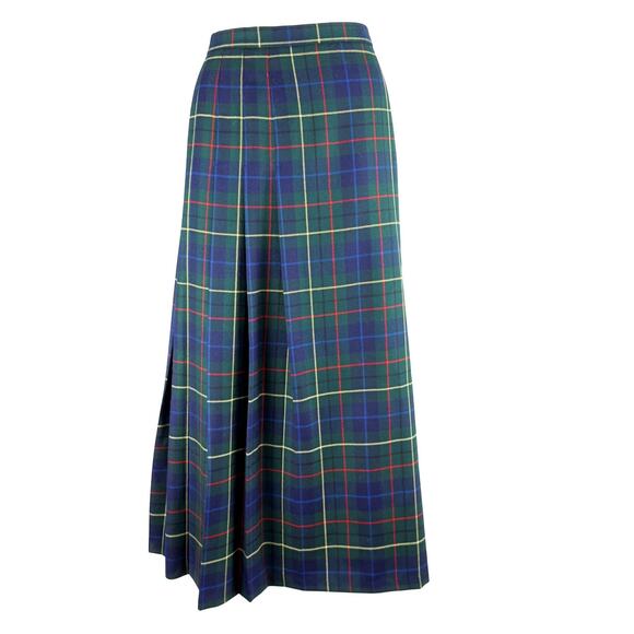 Pendleton 100% Virgin Wool Tartan Plaid Skirt  Sz 18 Green Long Prep USA - Picture 1 of 7